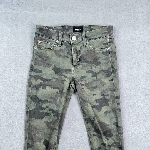 Womens Hudson Camo Jeans Sz 24 Midrise Nico Super Skinny Ankle Pants Army 26x27 - Picture 5 of 16